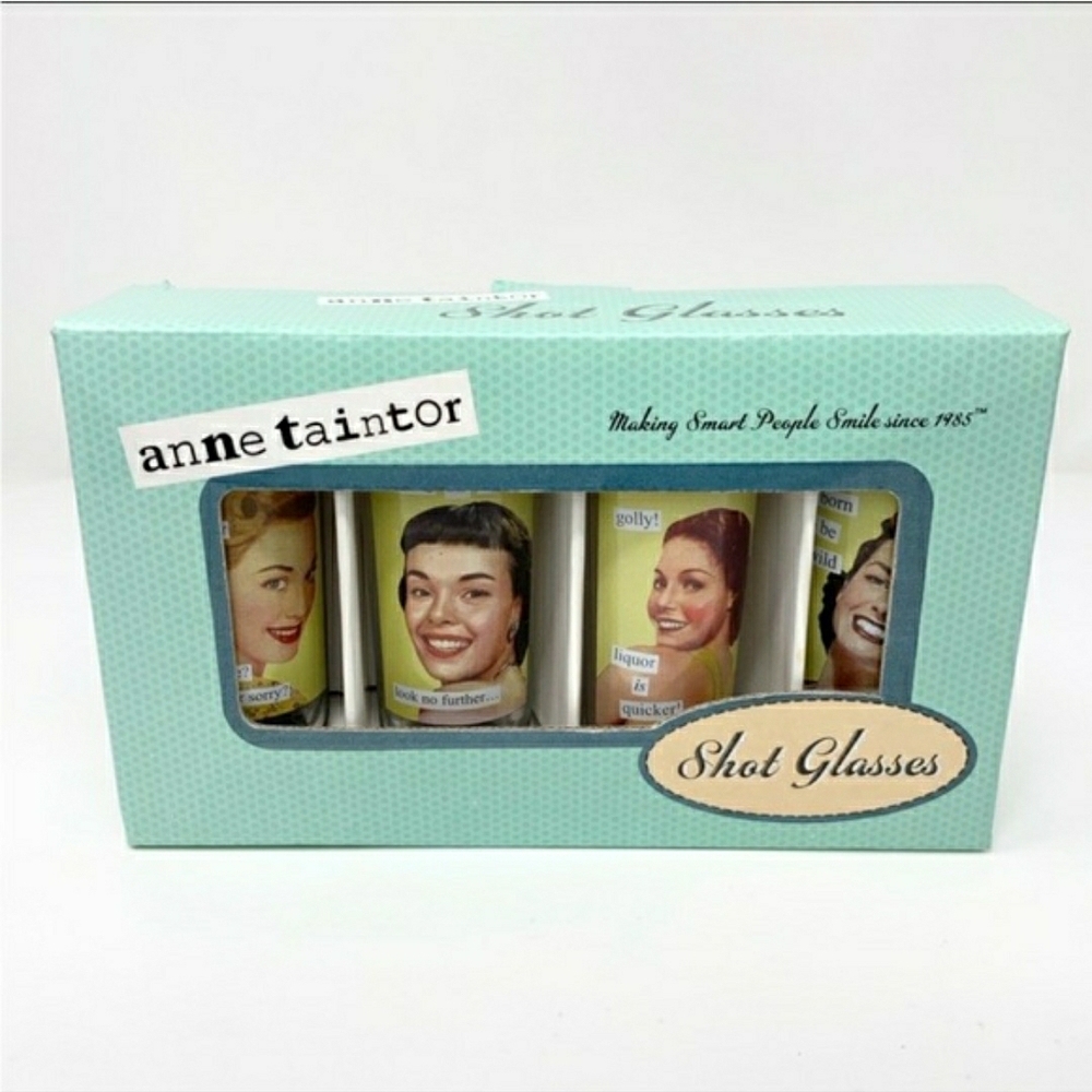 Anne Taintor Retro Shot Glass Set - Vintage Face Designs (Set Of 4) NIB! - Picture 11 of 11